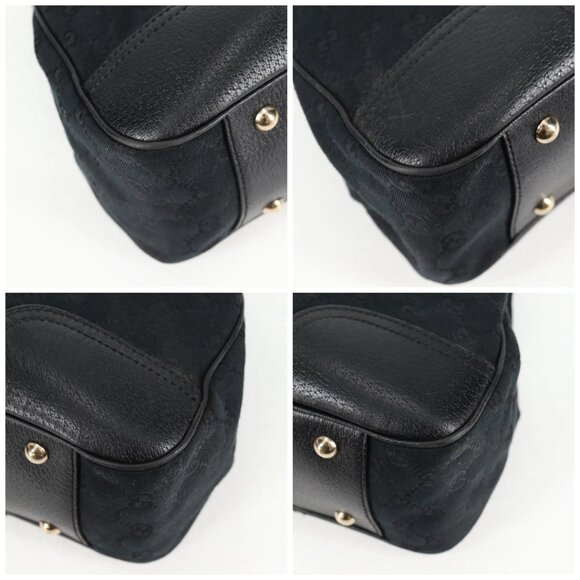 GUCCI GG Canvas Web Sherry Line Pretty Tote Bag Black Gold 163805 Auth 131957V - Picture 16 of 16